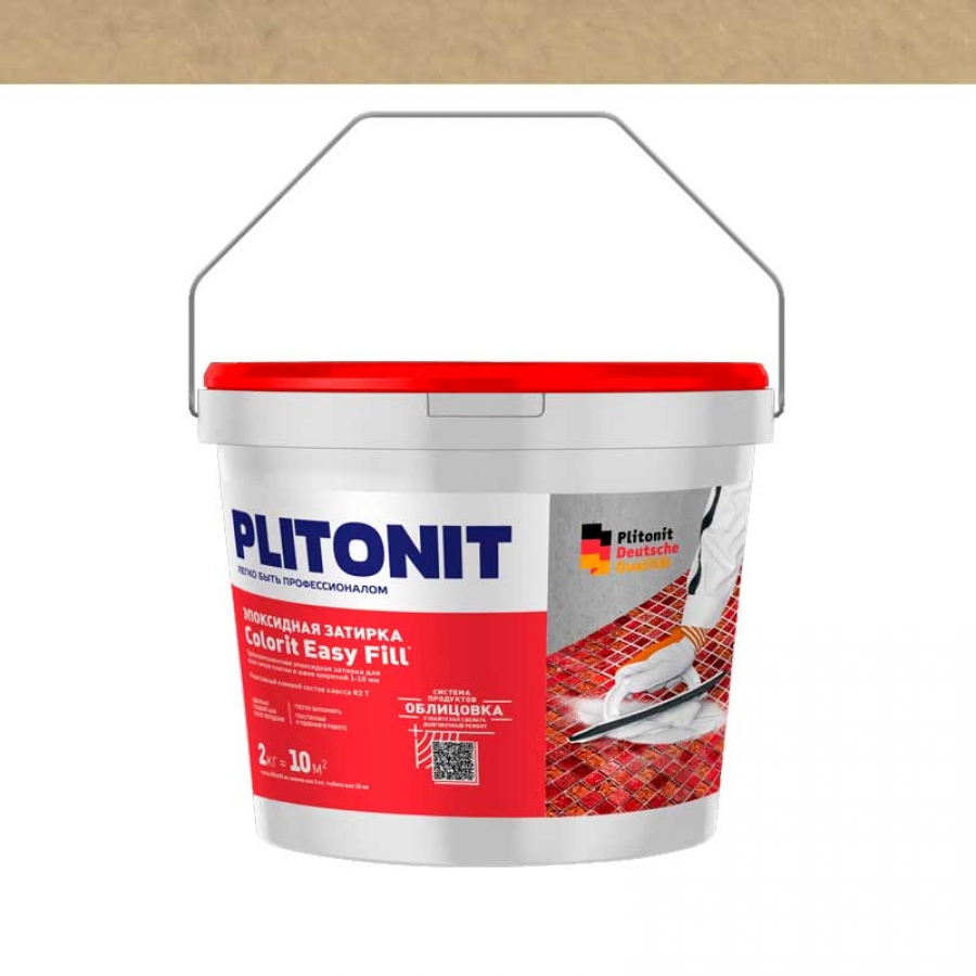PLITONIT Colorit EasyFill миндальный - 2 эпоксидная затирка для межплиточных швов и реактивный клей для плитки, 2 кг - изображение 1