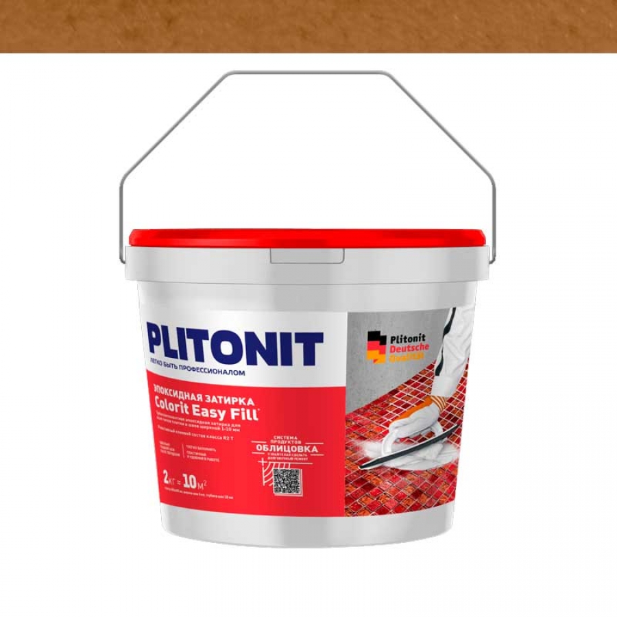 PLITONIT Colorit EasyFill песчано-золотой - 2 эпоксидная затирка для межплиточных швов и реактивный клей для плитки, 2 кг - изображение 1