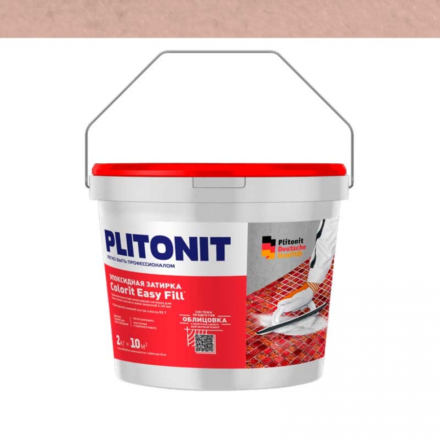 PLITONIT Colorit EasyFill пыльно-розовый - 2 эпоксидная затирка для межплиточных швов и реактивный клей для плитки, 2 кг - изображение 1