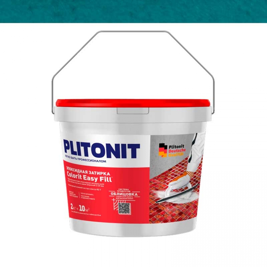PLITONIT Colorit EasyFill светло-голубой - 2 эпоксидная затирка для межплиточных швов и реактивный клей для плитки, 2 кг - изображение 1