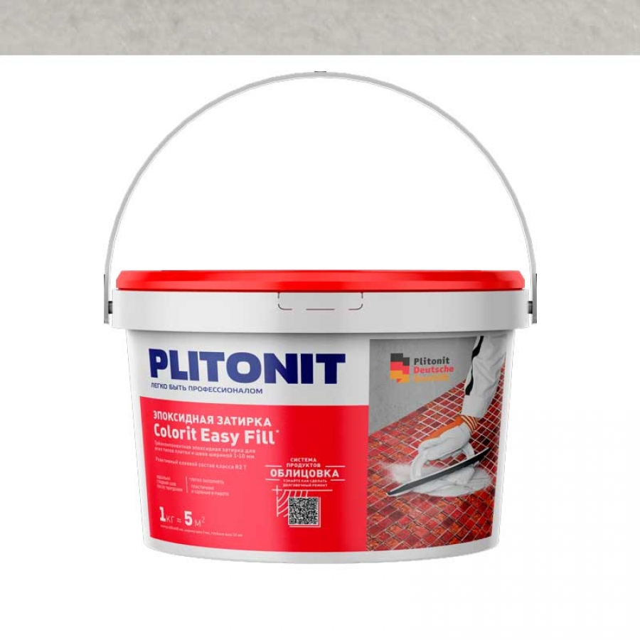 PLITONIT Colorit EasyFill серебристо-серый - 1 эпоксидная затирка для межплиточных швов и реактивный клей для плитки, 1 кг - изображение 1