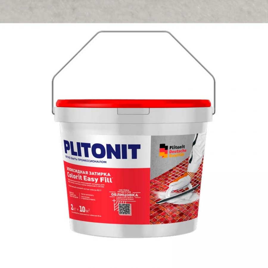 PLITONIT Colorit EasyFill серебристо-серый - 2 эпоксидная затирка для межплиточных швов и реактивный клей для плитки, 2 кг - изображение 1