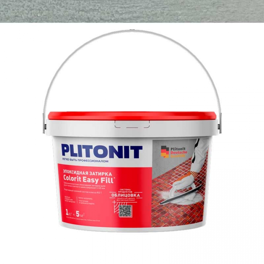 PLITONIT Colorit EasyFill серый - 1 эпоксидная затирка для межплиточных швов и реактивный клей для плитки, 1 кг - изображение 1