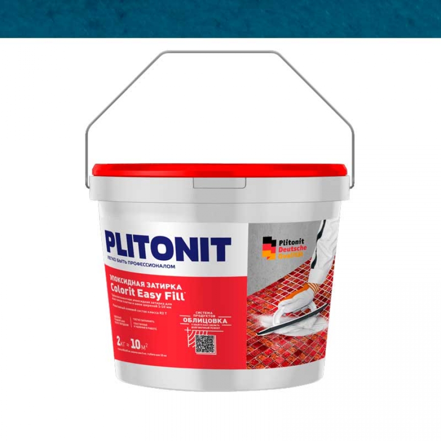 PLITONIT Colorit EasyFill синий - 2 эпоксидная затирка для межплиточных швов и реактивный клей для плитки, 2 кг - изображение 1