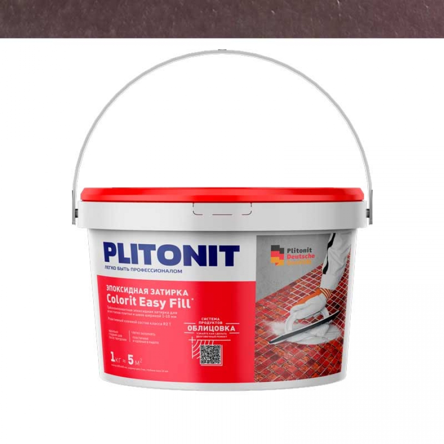 PLITONIT Colorit EasyFill титановый - 1 эпоксидная затирка для межплиточных швов и реактивный клей для плитки, 1 кг - изображение 1