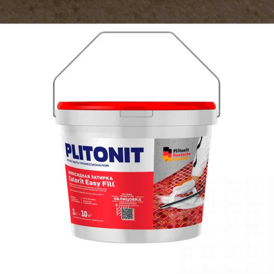 PLITONIT Colorit EasyFill шоколадный - 2 эпоксидная затирка для межплиточных швов и реактивный клей для плитки, 2 кг - изображение 1