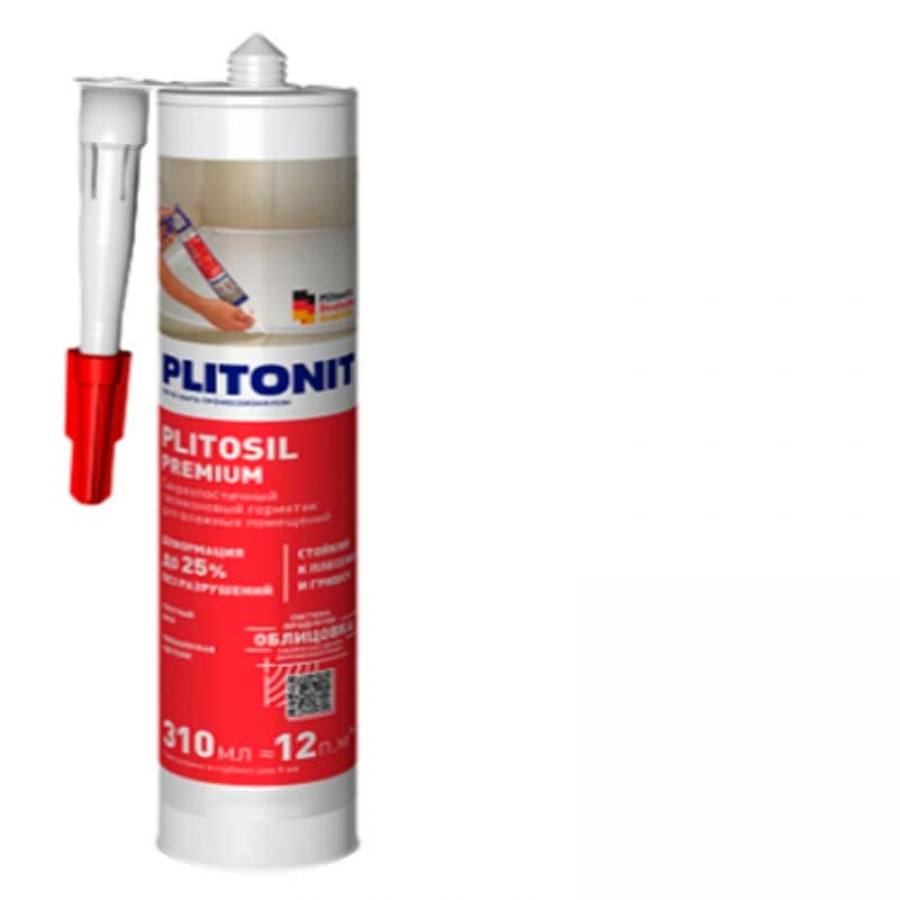 Герметик санит. PLITONIT PLITOSIL Premium (прозрачный) -310мл - изображение 1