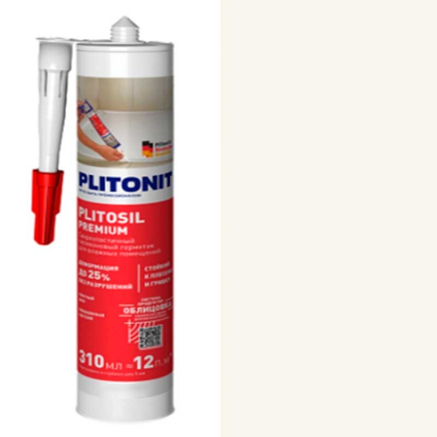 Герметик санит. PLITONIT PLITOSIL Premium (слоновая кость) -310мл - изображение 1