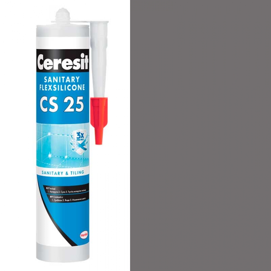Силикон санитарный CERESIT CS 25 графит (16), 280 мл. - изображение 1