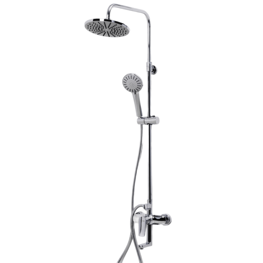 Душевой комплект A16601 со смесителем (смес-ль с кор. изл-ом, душ. насадка Д 222 мм, стойка для душа, лейка 5-функ) - изображение 1