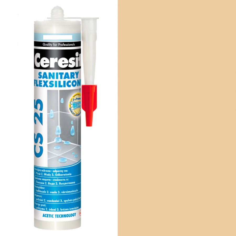 Сантехнический цветной силиконовый герметик Ceresit CS 25 карамель №46 280 мл - изображение 1