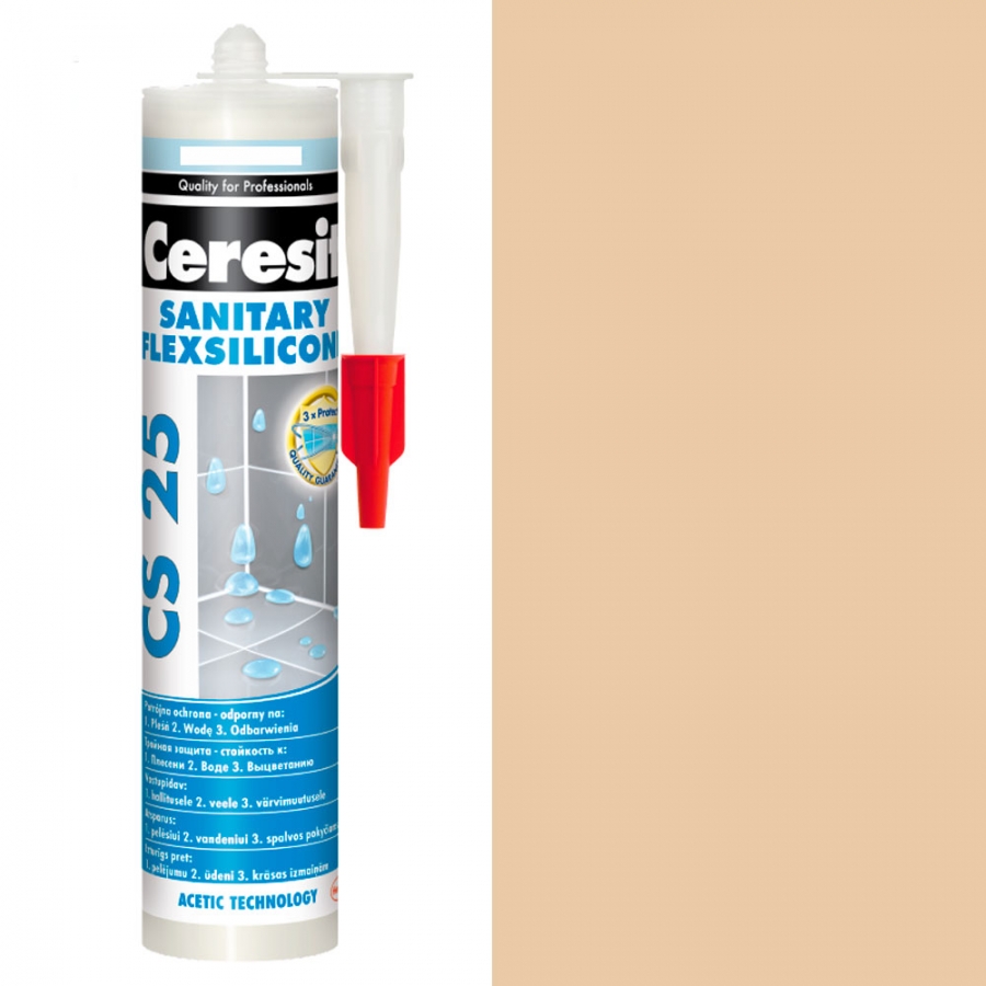 Сантехнический цветной силиконовый герметик Ceresit CS 25 тоффи №44 280 мл - изображение 1