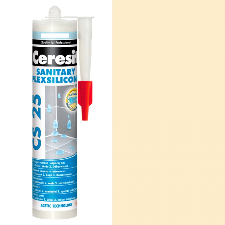 Сантехнический цветной силиконовый герметик Ceresit CS 25 жасмин №40 280 мл - изображение 1