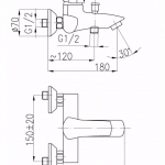 Смеситель для ванны Kwarc 4204-010-0 (Armatura, Польша) - изображение 2