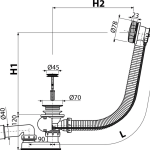 Сифон для ванны автомат комплект металл, A55K-BL-01 - изображение 2