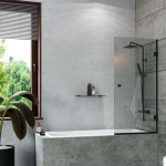 Шторка для ванны BENETTO 1400х700, прозрачное стекло, профиль черный матовый, BEN-404_BL_C - изображение 3