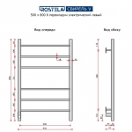 Полотенцесушитель электрический Свирель V 500х800/6 (диммер, левый) хром - изображение 4