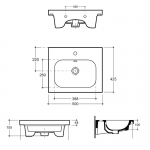 Умывальник Керамин Эридан 50 ФС мебельный с отверстием белый - изображение 2 Умывальник Керамин Эридан 50 ФС мебельный с отверстием белый - изображение 2