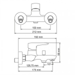 Смеситель Vils 5601 для ванны с коротким изливом (в компл. шланг и лейка 3-функц) - изображение 2 Смеситель Vils 5601 для ванны с коротким изливом (в компл. шланг и лейка 3-функц) - изображение 2