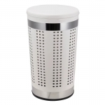 Корзина для белья 46л белая с крышкой из экокожи, арт.90113 - изображение 1