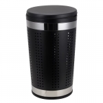 Корзина для белья 46л черная с крышкой из экокожи, арт.91112 - изображение 1