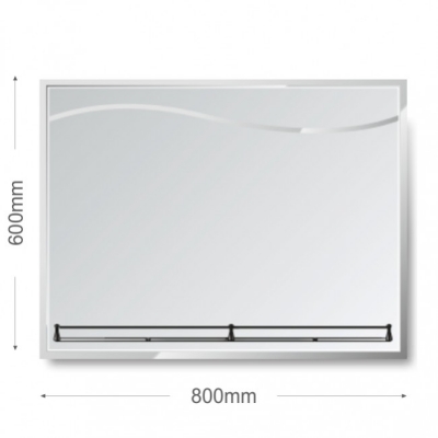 Зеркало 600х800 с полированной кромкой, гравировкой и полкой - изображение 2
