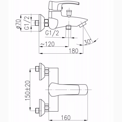 Смеситель для ванны Kwarc 4204-010-0 (Armatura, Польша) - изображение 2