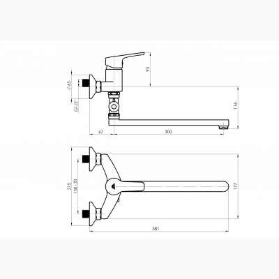 Смеситель для ванны Uno-12/C (Rubineta, Литва) - изображение 2
