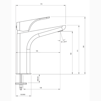 Смеситель Hiacynt для умывальника высокий 201 мм - изображение 2