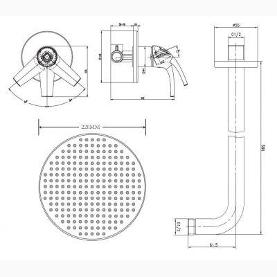 Смеситель для душа ESKO скрытого монтажа 3 в 1, Set_3in1 - изображение 2