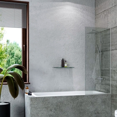 Шторка для ванны BENETTO 1400х500, прозрачное стекло, профиль хром полированный, BEN-403_SL_C 500 - изображение 3