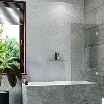 Шторка для ванны BENETTO 1400х700, прозрачное стекло, профиль хром полированный, BEN-404_SL_C - изображение 3
