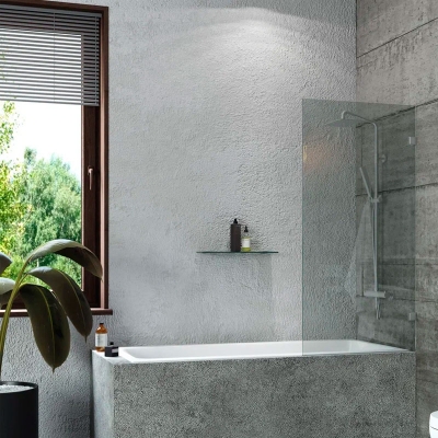 Шторка для ванны BENETTO 1400х700, прозрачное стекло, профиль хром полированный, BEN-405_SL_C - изображение 3