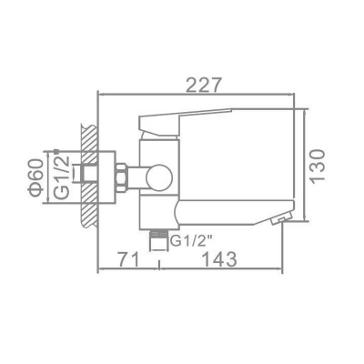 Смеситель Ledeme L73103  для ванны/душа кор.излив, в комплекте - изображение 3