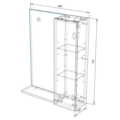 Шкаф MARKO 3 600R 1 дверь навеснойс зеркалом - изображение 3
