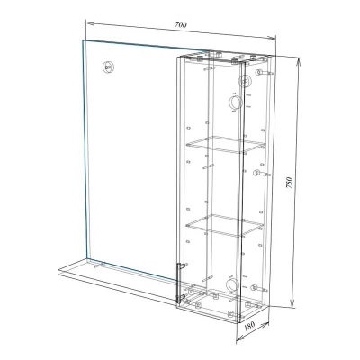 Шкаф KELN 3 700R навесной 1 дверь с зеркалом - изображение 4 Шкаф KELN 3 700R навесной 1 дверь с зеркалом - изображение 4