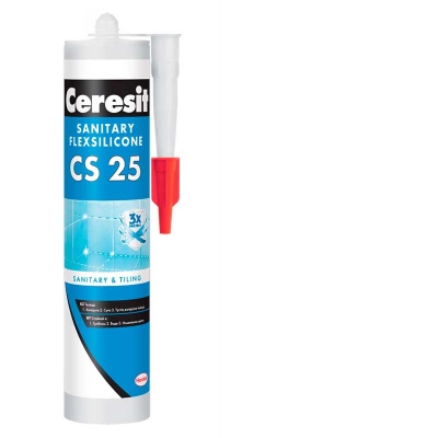 Силикон санитарный CERESIT CS 25 прозрачный (00), 280 мл. - изображение 1