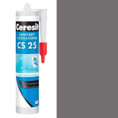 Силикон санитарный CERESIT CS 25 графит (16), 280 мл. - изображение 1