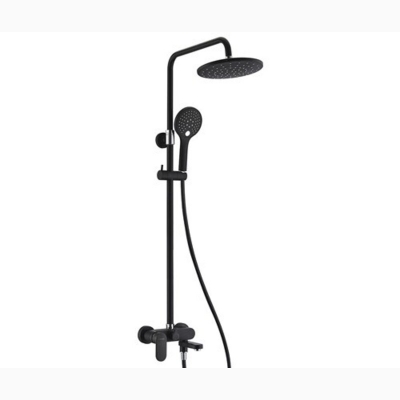 Душевой комплект A17401 со смесителем (смес-ль с кор. изл-ом, душевая насадка Д 225 мм, стойка, лейка 3-функ, черный Soft-touch) - изображение 1 Душевой комплект A17401 со смесителем (смес-ль с кор. изл-ом, душевая насадка Д 225 мм, стойка, лейка 3-функ, черный Soft-touch) - изображение 1