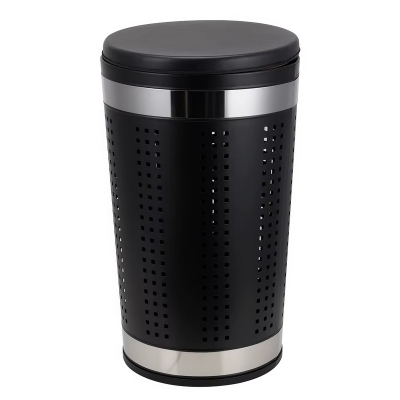 Корзина для белья 46л черная с крышкой из экокожи, арт.91112 - изображение 1