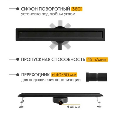 Душевой трап Axus Universal 700 Black, арт. tdu700b - изображение 7 Душевой трап Axus Universal 700 Black, арт. tdu700b - изображение 7