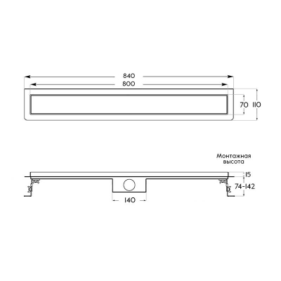 Душевой трап Axus Universal 800 Gun Metal, арт. tdu800gm - изображение 6