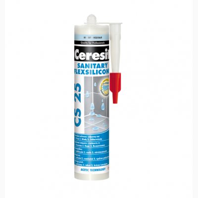 Сантехнический цветной силиконовый герметик Ceresit CS 25 белый №01 280мл - изображение 1