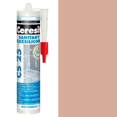 Сантехнический цветной силиконовый герметик Ceresit CS 25 бежевый №43 280 мл - изображение 1