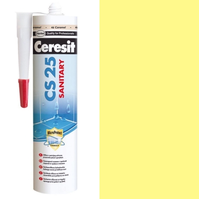 Силиконовый герметик сантехнический цветной Ceresit CS 25 светло-желтый №22 280мл - изображение 1