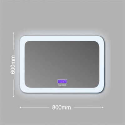 Зеркало бытовое навесное с подсветкой,часами и температурой 800*600 ЗП-33 - изображение 3